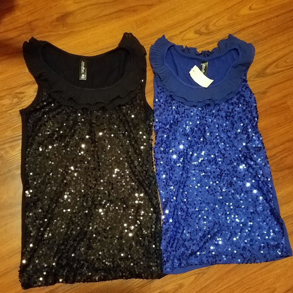 NWT 2 TANK TOPS with Shimmer Sequins Size M